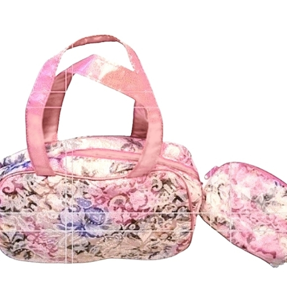 Vintage Handbags - 1950's Fabric Toiletry Bag Set Like NEW Vintage